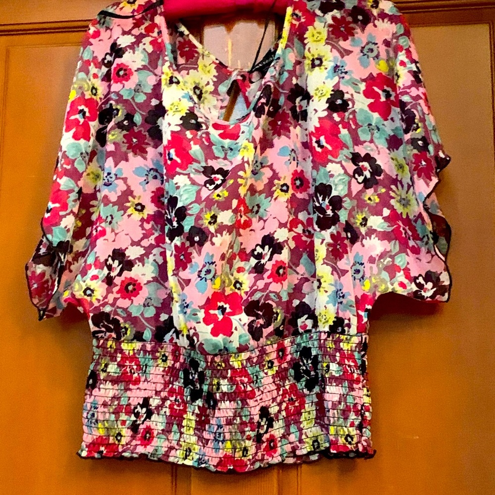 Rouched blouse floral print